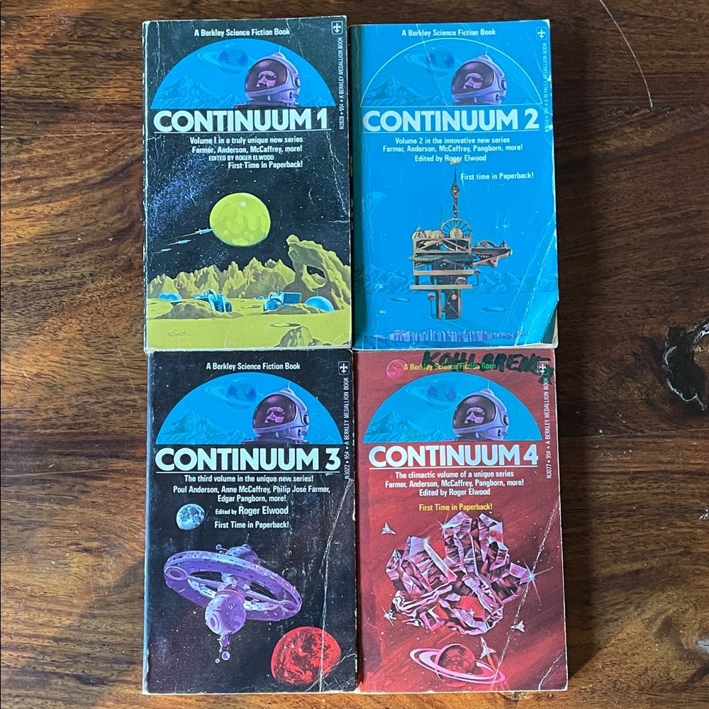 4 Continuum Roger Elwood Science Fiction Vintage Books Complete Set # 1, 2, 3, 4